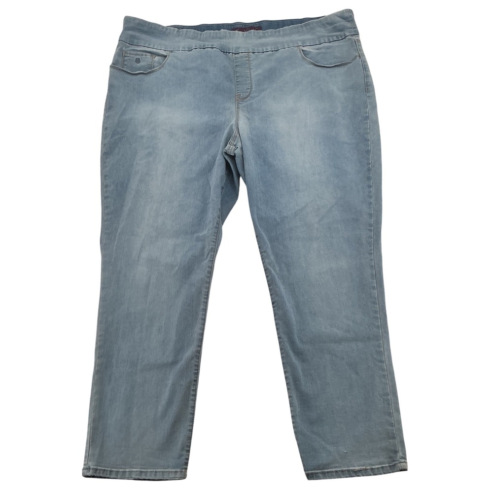 Gloria Vanderbilt Amanda Pull On Jeans Womens 26W Light Wash High Rise Tapered